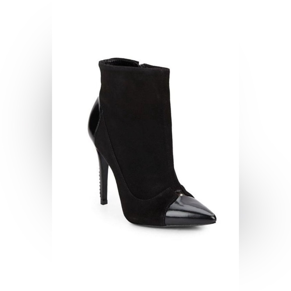 Alice and Olivia Black Suede and Patent Leather Ankle Boots size 39.5
